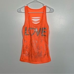 Electric Orange Love Cutout Tank Top Size Medium